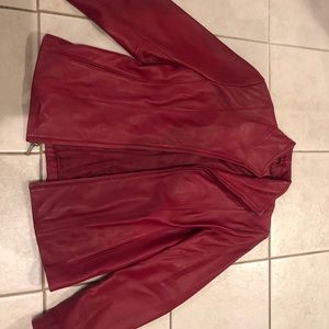 cherry red siena leather jacket